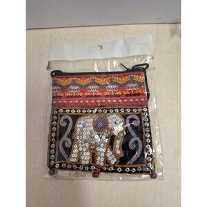 Elephant Sequined Coin Purse-Crossbody 5in x 4.5in